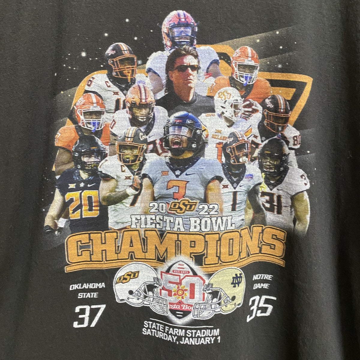 GILDAN ギルダン　半袖プリントTシャツ　FIESTA BOWL　カレッジフットボール　黒　ブラック　XLサイズ　古着