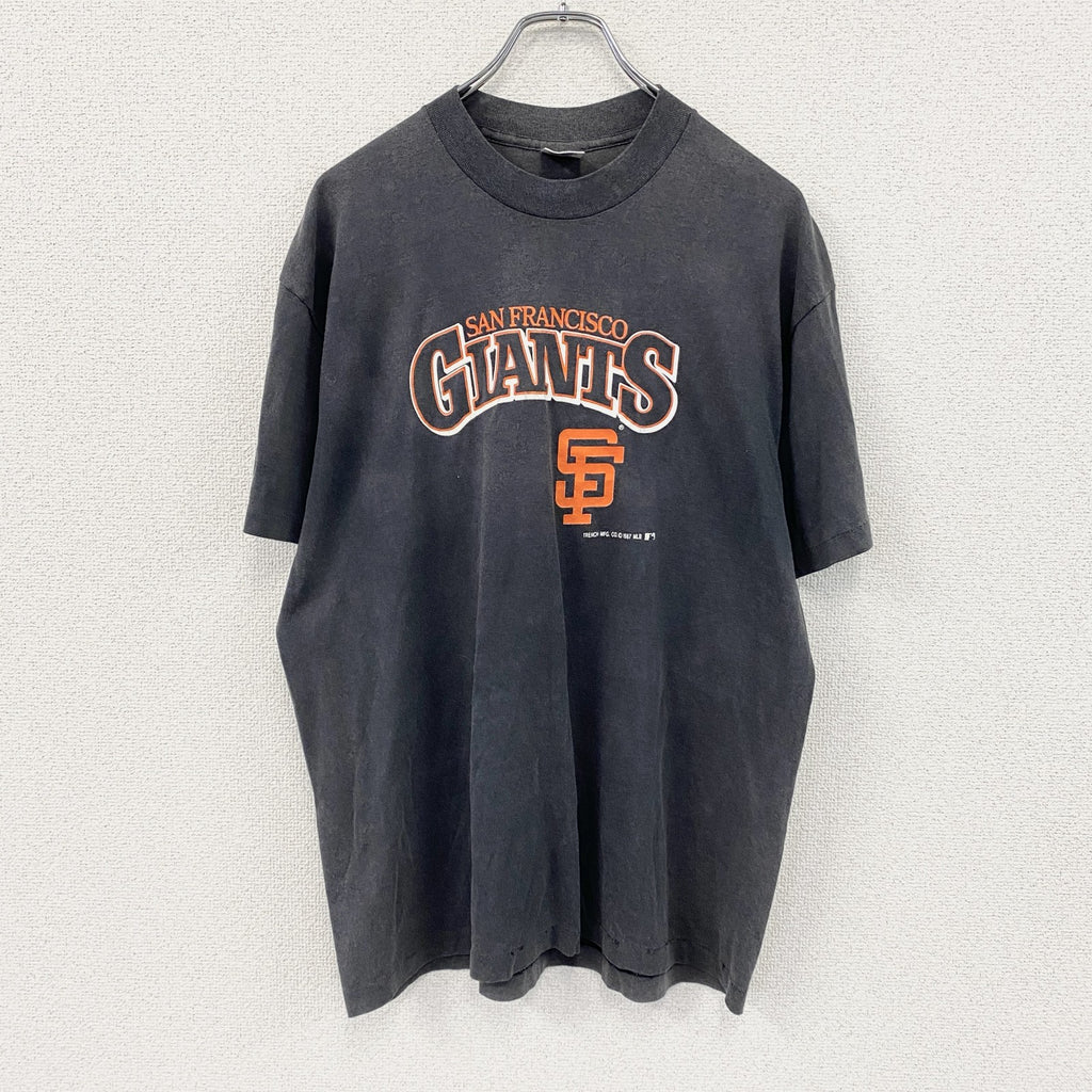 TRENCH　GIANTS　ジャイアンツ　半袖プリントTシャツ　シングルステッチ　ダークグレー　XLサイズ　古着