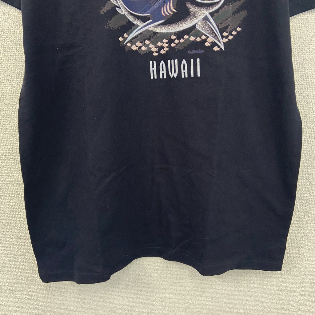 ～00s　半袖プリントTシャツ　アニマルT　サメ　HAWAII　スーベニア　ヴィンテージ　紺　ネイビー　Lサイズ　古着