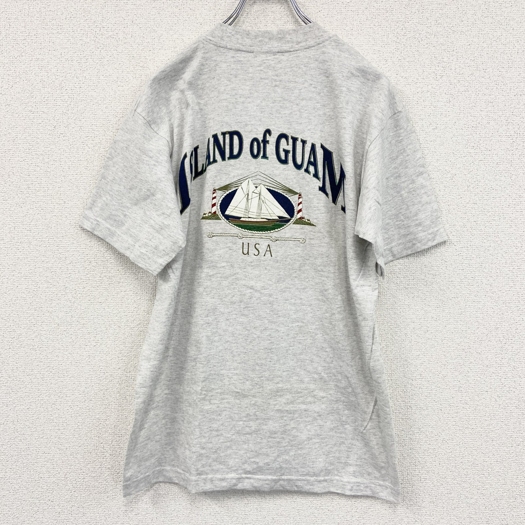 00s　ALSTYLE APPAREL　半袖プリントスーベニアＴシャツ　グアム　両面プリント　ヴィンテージ　霜降りグレー　Mサイズ　古着