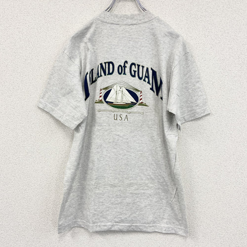 00s　ALSTYLE APPAREL　半袖プリントスーベニアＴシャツ　グアム　両面プリント　ヴィンテージ　霜降りグレー　Mサイズ　古着