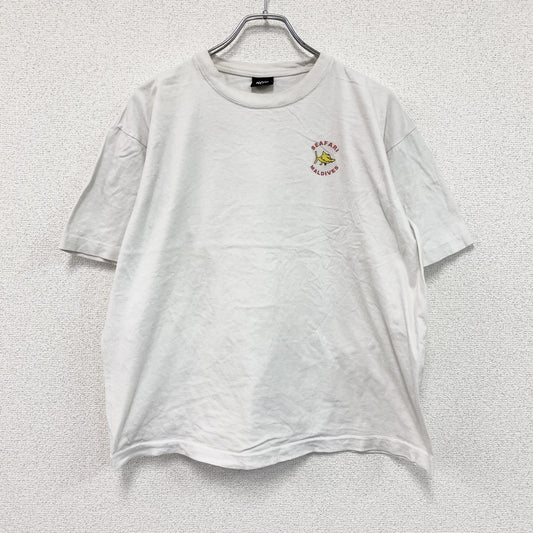 NOW　半袖アニマルプリントTシャツ　魚　白　ホワイト　XLサイズ
