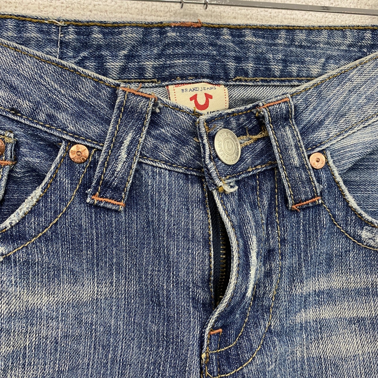 00s　True Religion　トゥルーレリジョン　フレアデニムパンツ/ジーンズ　ジップフライ　インディゴ　27サイズ　古着