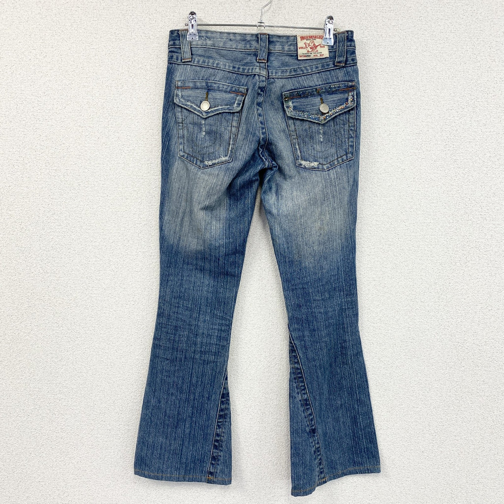 00s　True Religion　トゥルーレリジョン　フレアデニムパンツ/ジーンズ　ジップフライ　インディゴ　27サイズ　古着