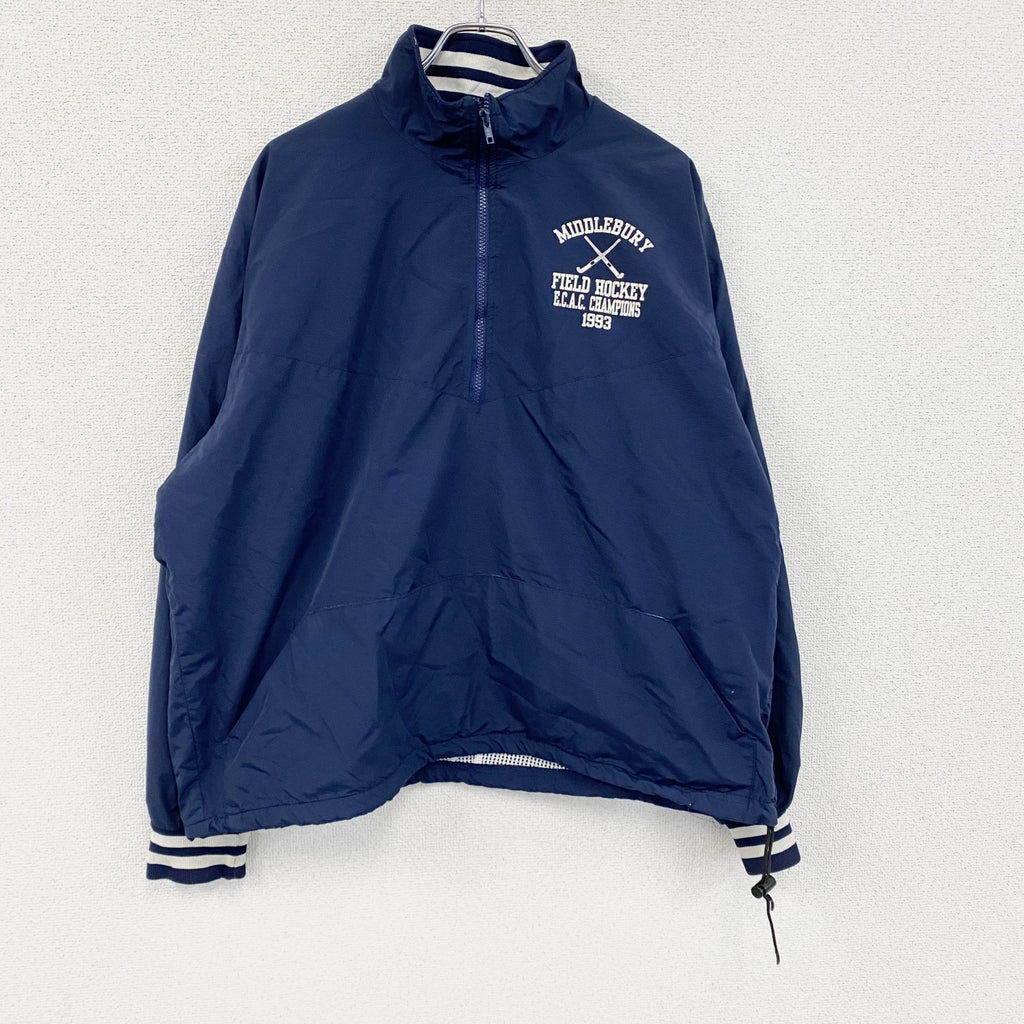 ～90s　BOATHOUSE　ボートハウス　ハーフジップナイロンプルオーバージャケット　紺　ネイビー　XLサイズ　　ヴィンテージ　古着
