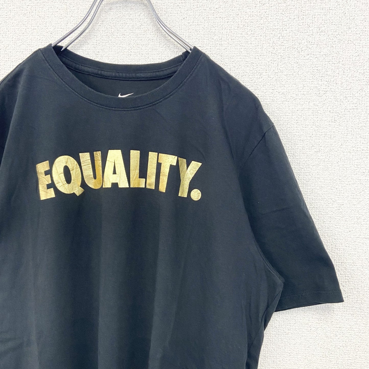 古着 used　NIKE　ナイキ　DRY-FIT　半袖プリントTシャツ　EQUALITY.　レトロ　黒　ブラック　Lサイズ