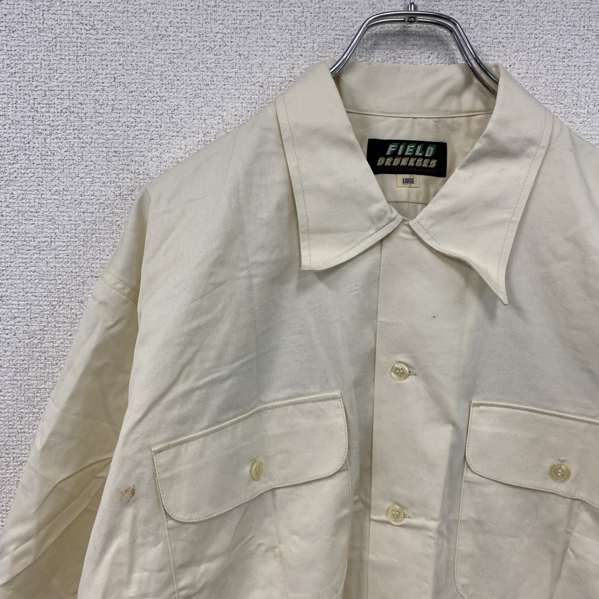 FIELD DRUNKERS　フィールドドランカーズ　半袖ワークシャツ　黄色　イエロー　Lサイズ メンズ コットン 古着