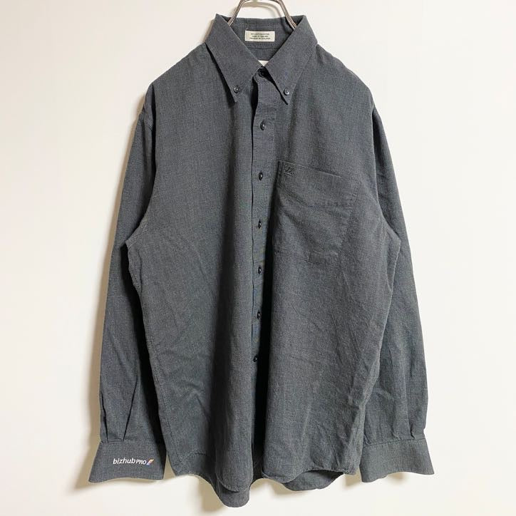 CUTTER&BUCK　カッター&バック　長袖ワンポイント刺繍シャツ　グレー　灰色　秋冬服　レトロ　Mサイズ　古着