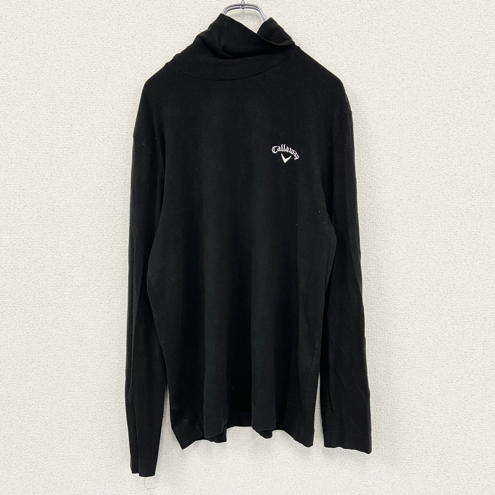 Callaway Golf　キャロウェイ　長袖ハイネックＴシャツ　刺ロゴ　ワンポイント　黒　ブラック　Lサイズ ロンT カットソー メンズ 古着