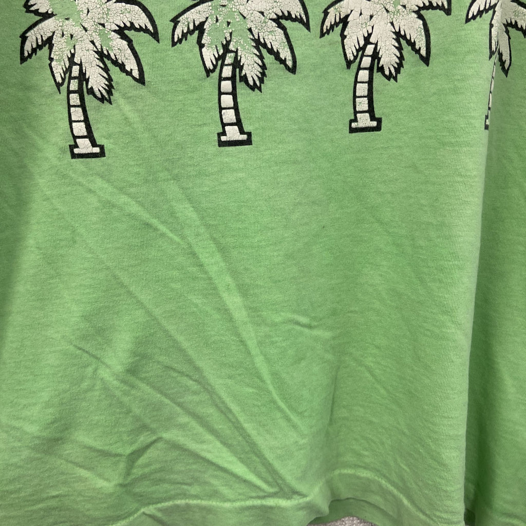 DAYTONA BEACH　デイトナビーチ　半袖プリントTシャツ　シングルステッチ　黄緑　ライトグリーン カットソー メンズ 古着