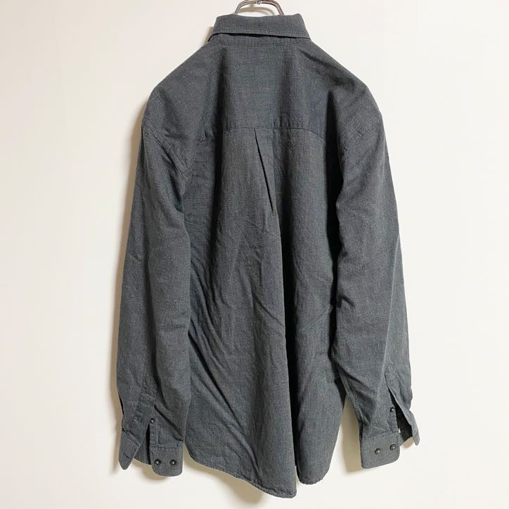 CUTTER&BUCK　カッター&バック　長袖ワンポイント刺繍シャツ　グレー　灰色　秋冬服　レトロ　Mサイズ　古着