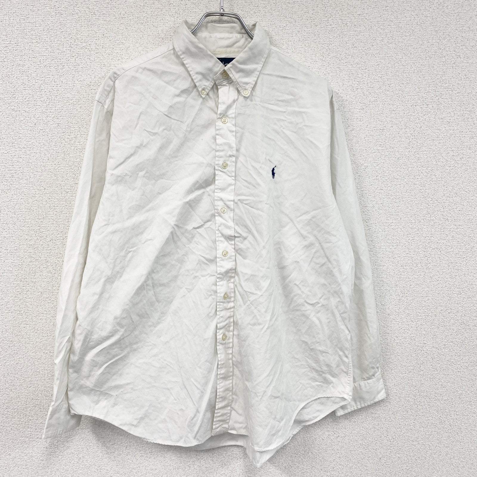 Ralph Lauren　ラルフローレン　CLASSIC FIT　長袖ボタンダウンシャツ　白　ホワイト　43サイズ　古着