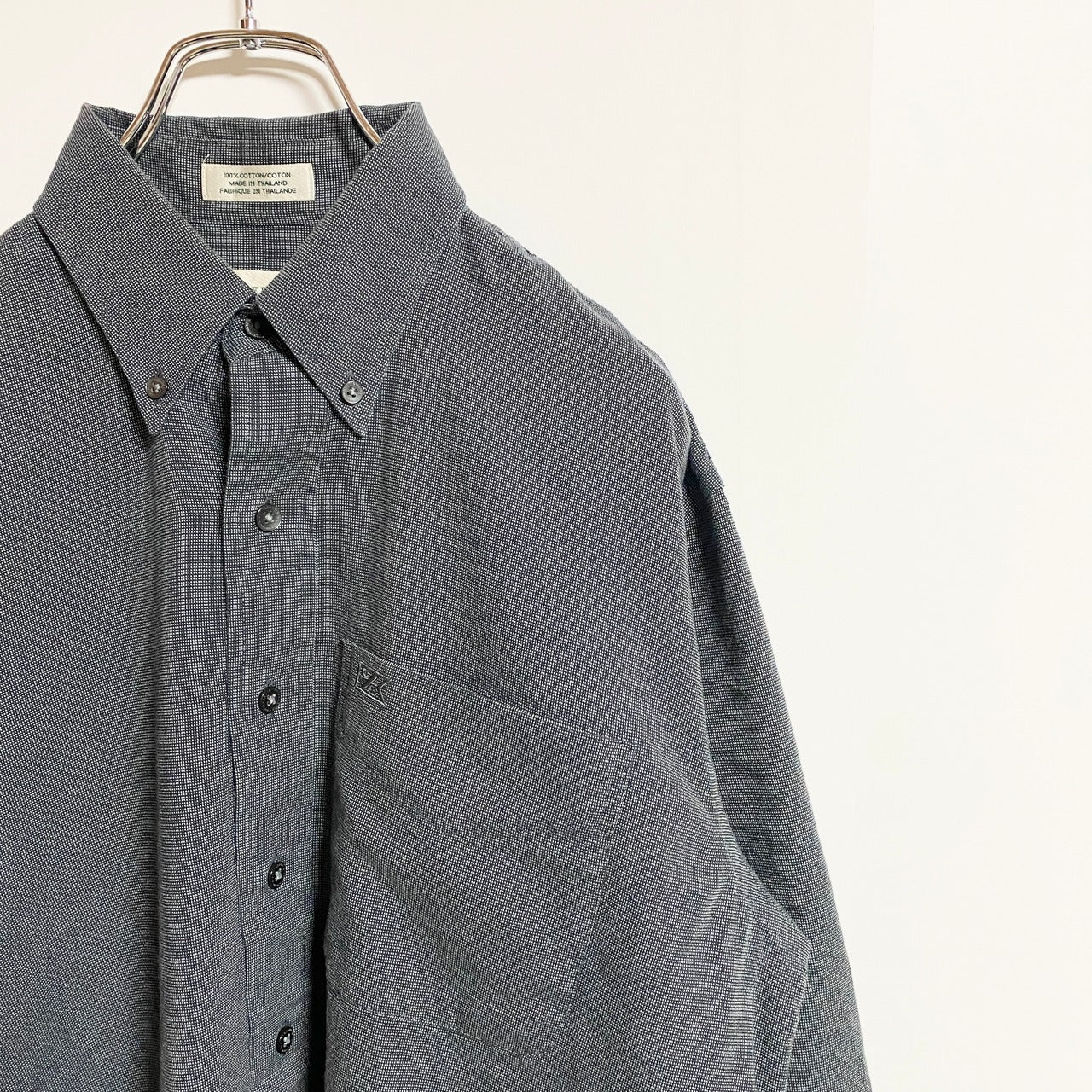 CUTTER&BUCK　カッター&バック　長袖ワンポイント刺繍シャツ　グレー　灰色　秋冬服　レトロ　Mサイズ　古着