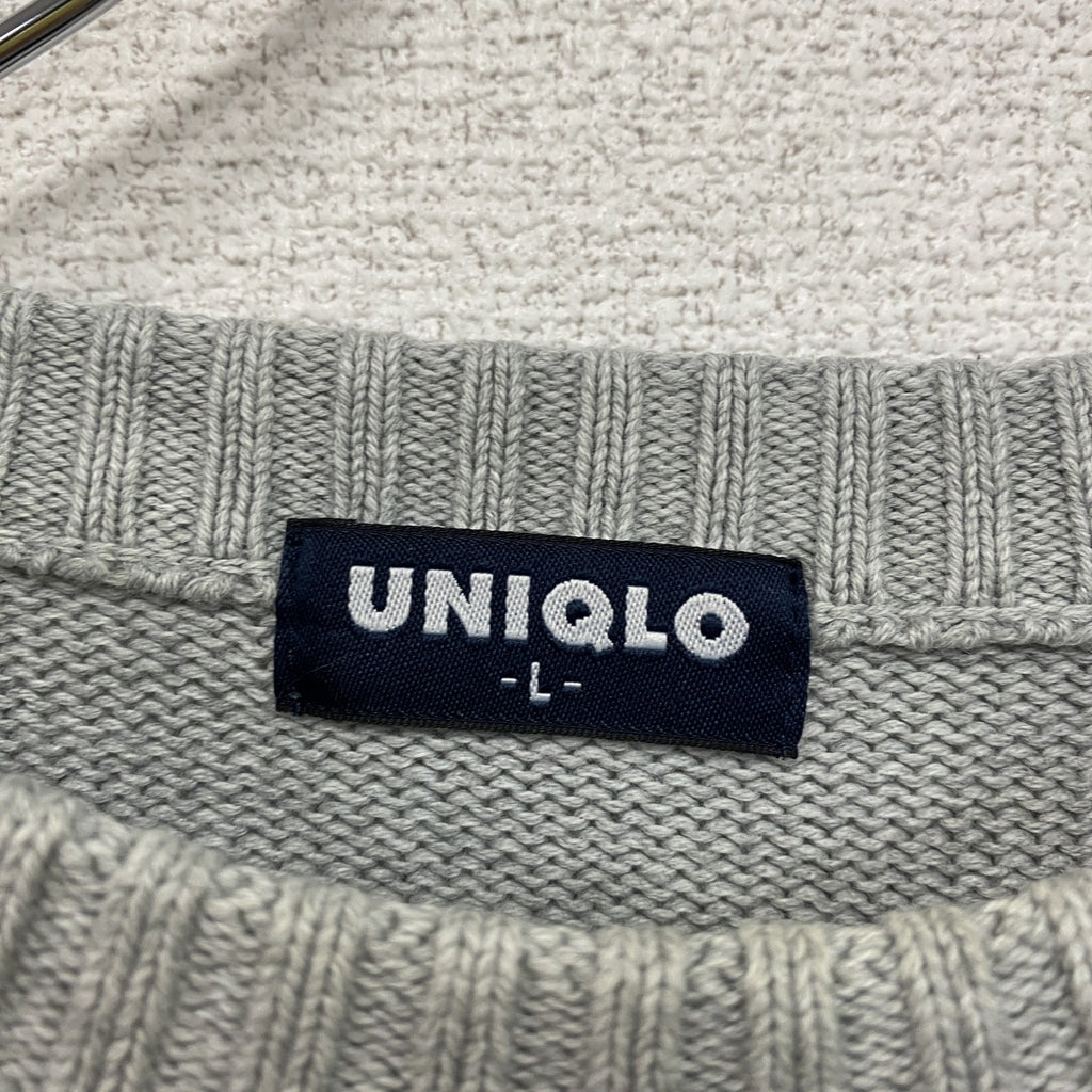 ～00s　OLD UNIQLO　オールドユニクロ　コットンニットセーター　ヴィンテージ　灰色　グレー　Lサイズ　古着
