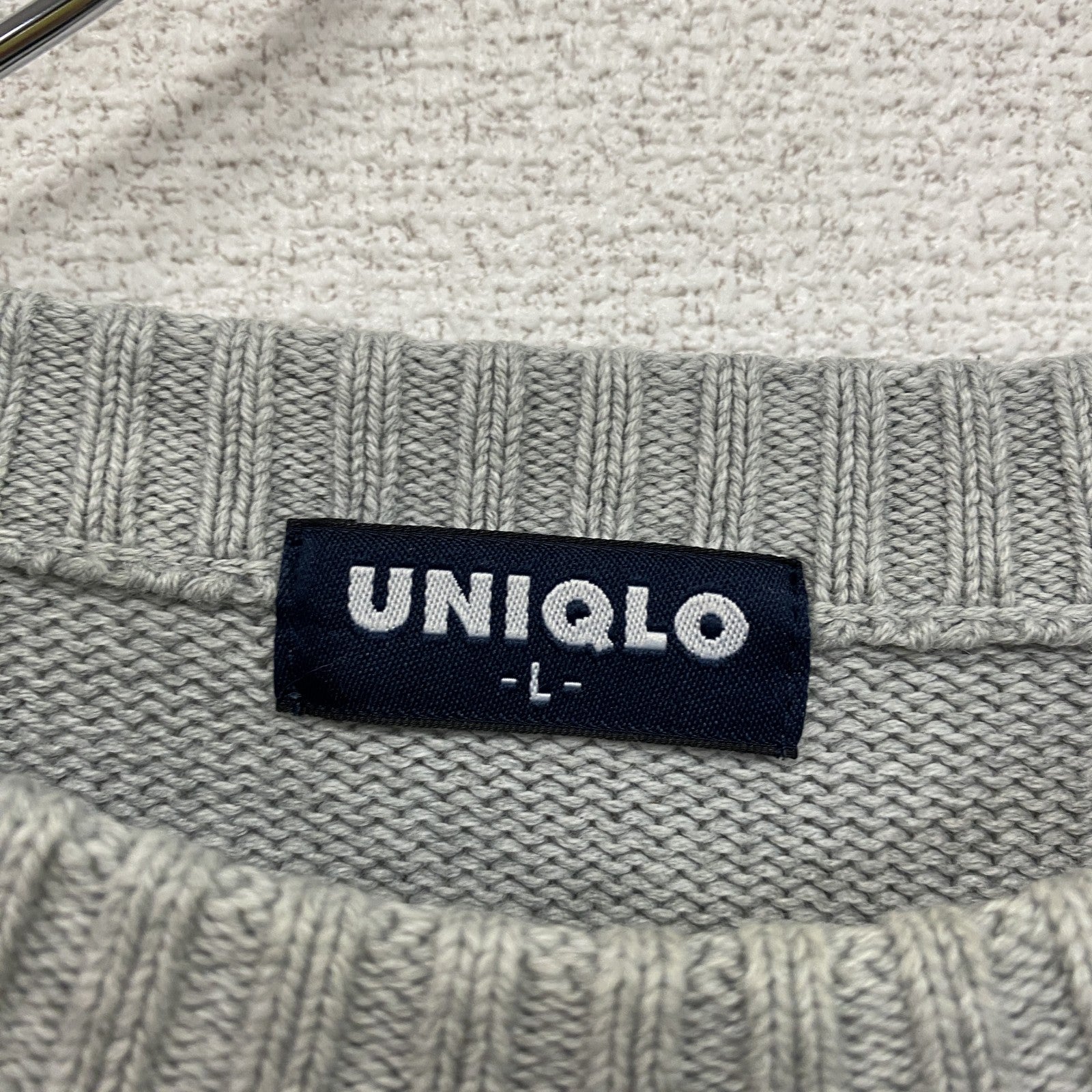 ～00s　OLD UNIQLO　オールドユニクロ　コットンニットセーター　ヴィンテージ　灰色　グレー　Lサイズ　古着