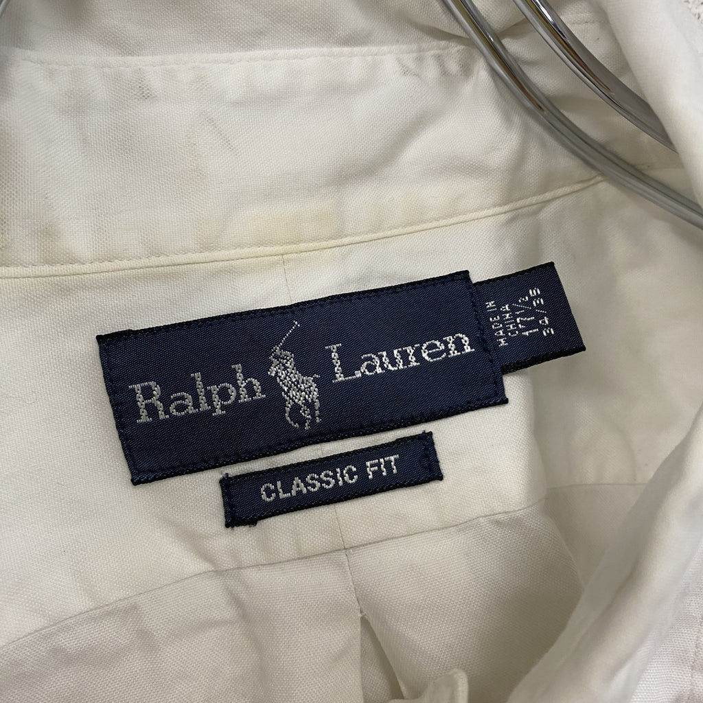 Ralph Lauren　ラルフローレン　CLASSIC FIT　長袖ボタンダウンシャツ　白　ホワイト　43サイズ　古着