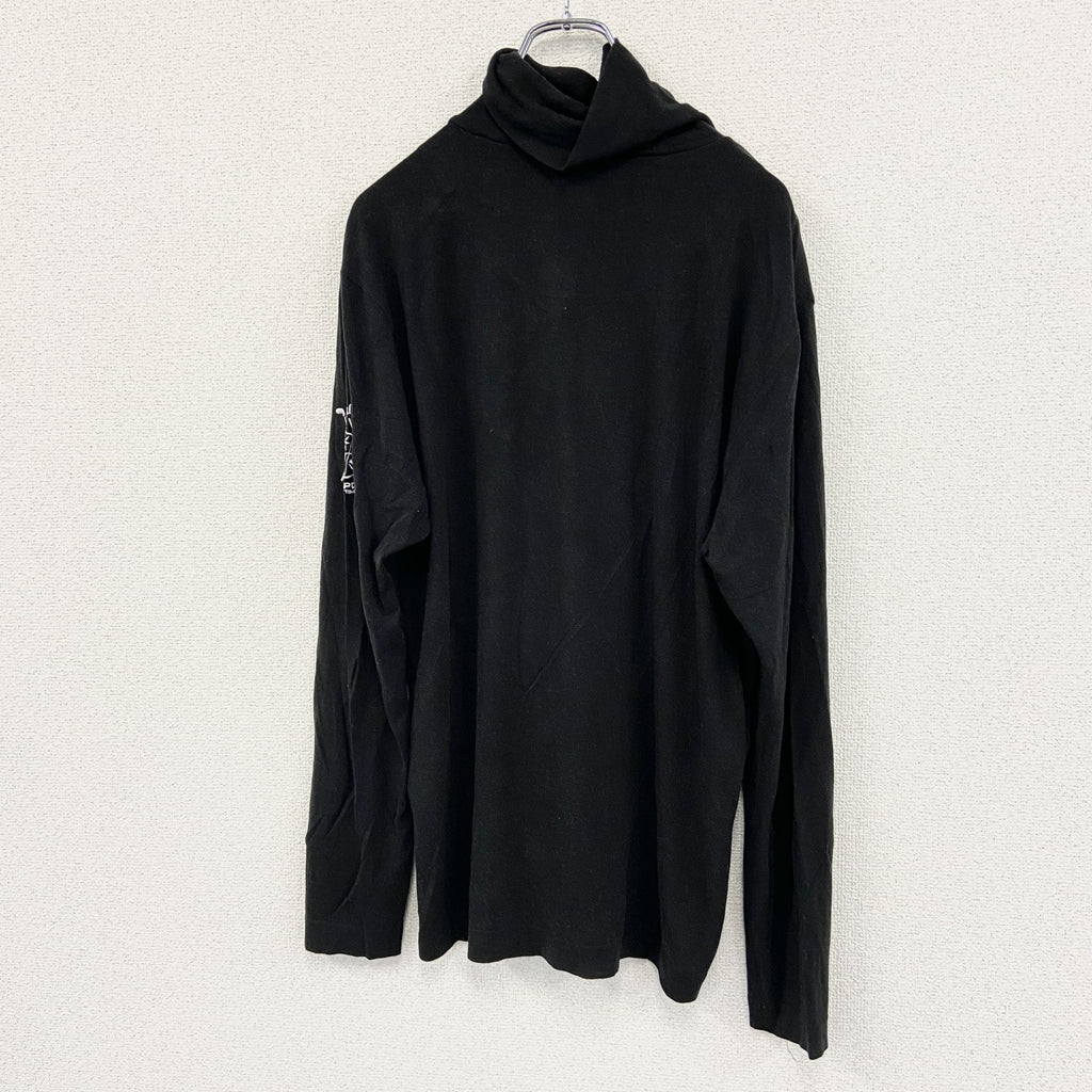Callaway Golf　キャロウェイ　長袖ハイネックＴシャツ　刺ロゴ　ワンポイント　黒　ブラック　Lサイズ ロンT カットソー メンズ 古着