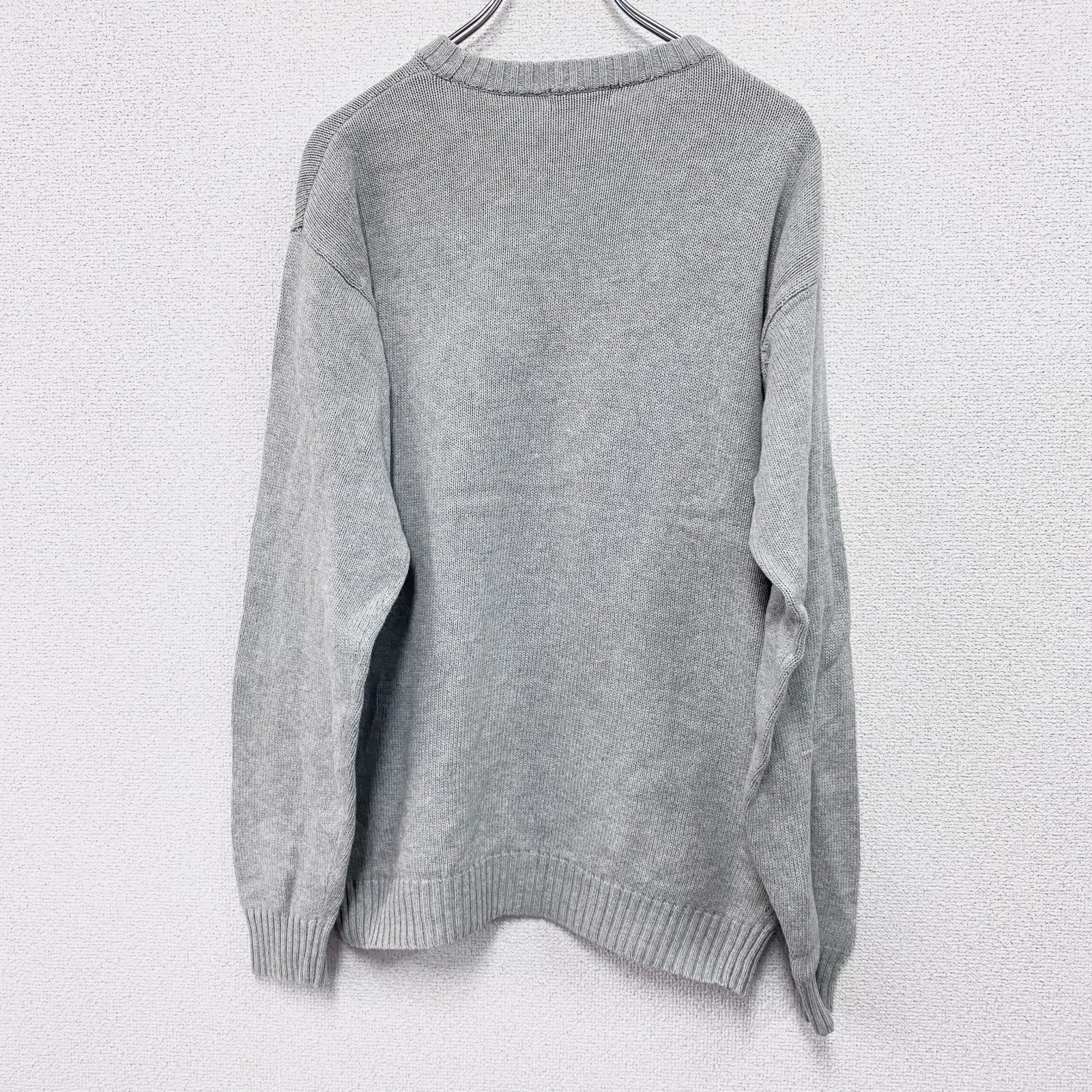 ～00s　OLD UNIQLO　オールドユニクロ　コットンニットセーター　ヴィンテージ　灰色　グレー　Lサイズ　古着