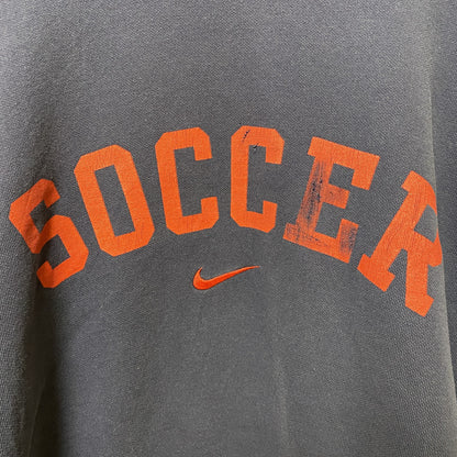 古着 used　NIKE ナイキ　SOCCER　長袖プリントパーカー　スウェット　ネイビー　ロゴ刺繍　オーバーサイズ　XXLサイズ