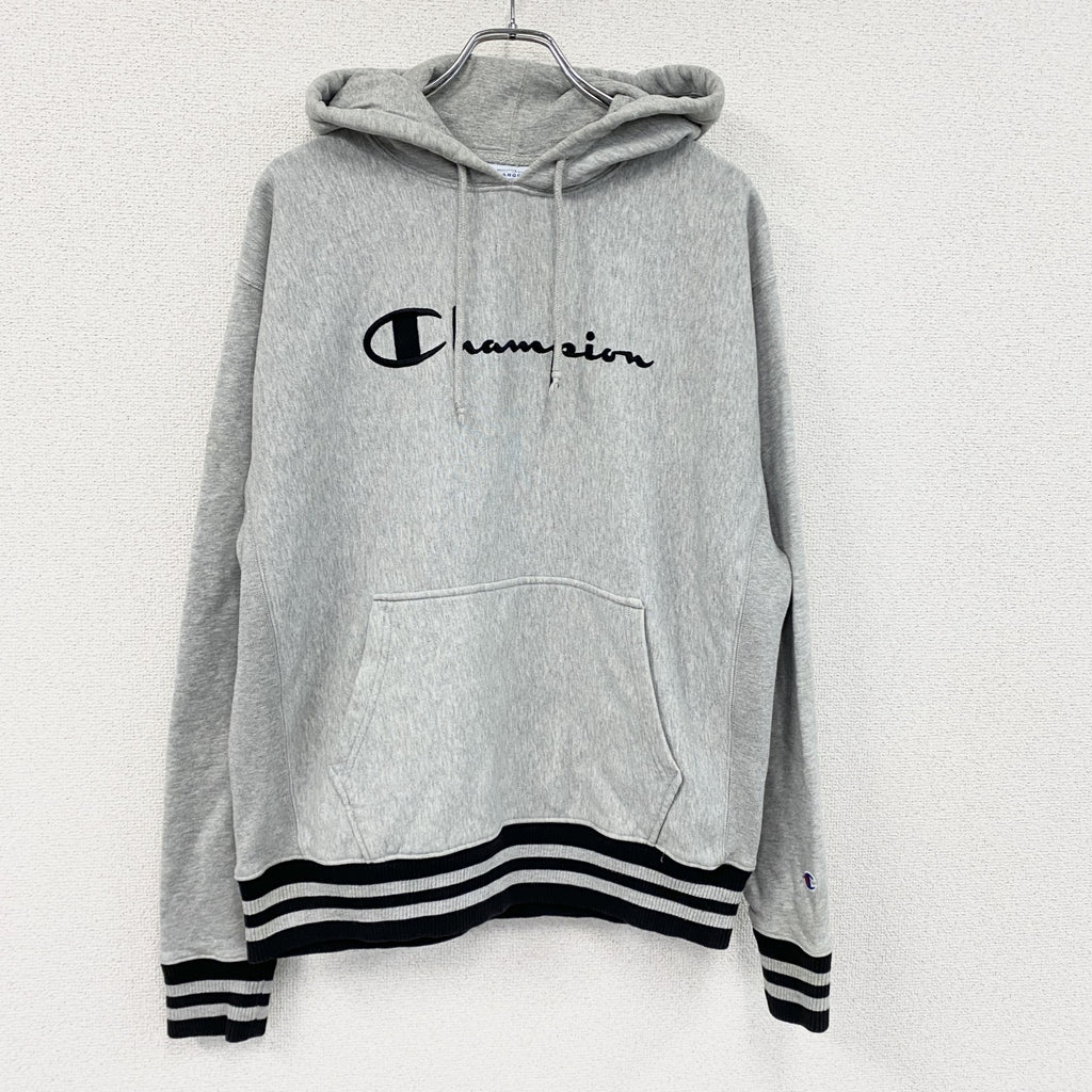 Champion　チャンピオン　リバースウィーブ　スウェットパーカー/フーディー　リブライン　灰色　グレー　Lサイズ トレーナー スウェットトップス フード付き 古着