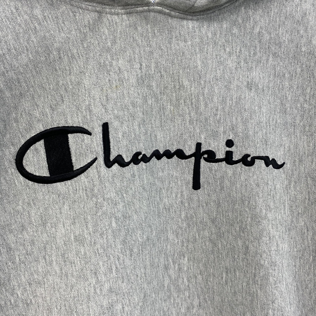 Champion　チャンピオン　リバースウィーブ　スウェットパーカー/フーディー　リブライン　灰色　グレー　Lサイズ トレーナー スウェットトップス フード付き 古着