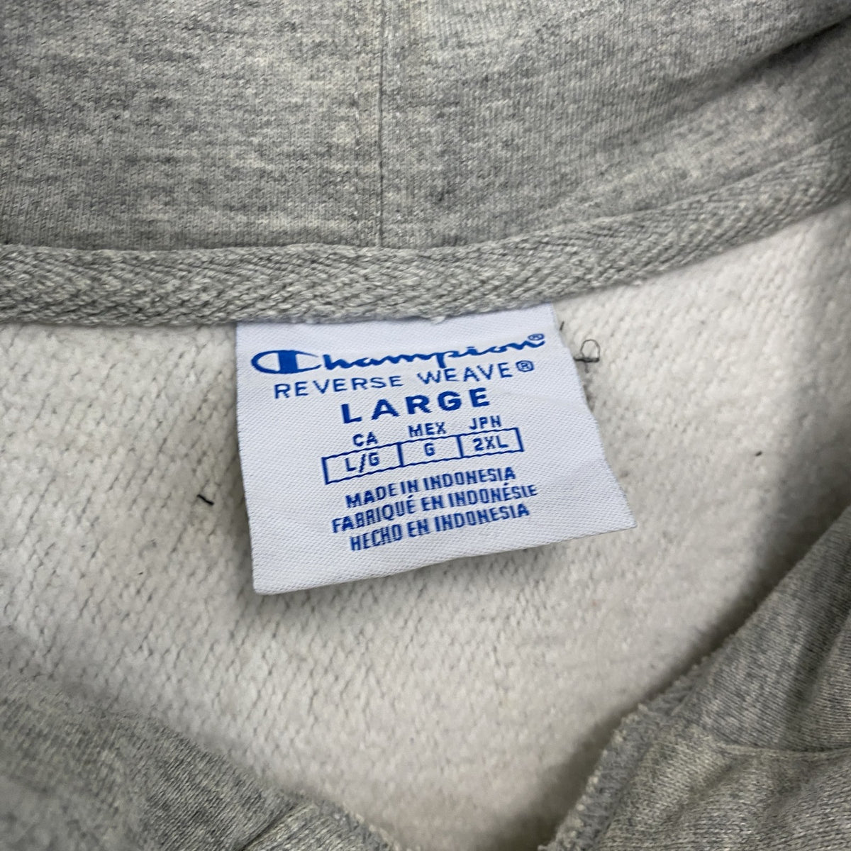 Champion　チャンピオン　リバースウィーブ　スウェットパーカー/フーディー　リブライン　灰色　グレー　Lサイズ トレーナー スウェットトップス フード付き 古着
