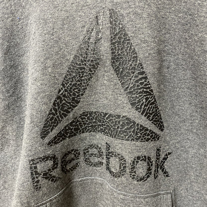 古着 used Reebok リーボック　長袖ロゴプリントパーカー　フーディー　スポーティー　ダークグレー　レトロ　Sサイズ