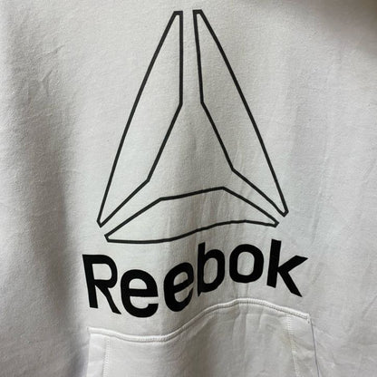 古着 used Reebok リーボック　長袖ロゴプリントパーカー　フーディー　スポーティー　白　ホワイト　Sサイズ　レトロ