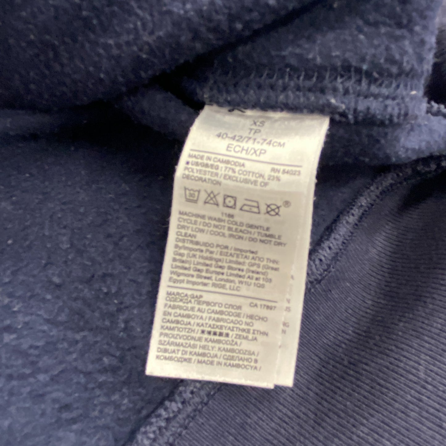 GAP　ギャップ　スウェットパーカー/フーディー　デカロゴ　紺　ネイビー　XSサイズ