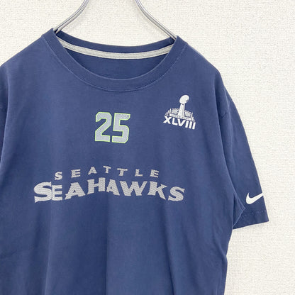 古着 used　NIKE ナイキ　半袖プリントTシャツ　SUPER BOWL　アメフト　シアトルシーホークス　ネイビー　Mサイズ