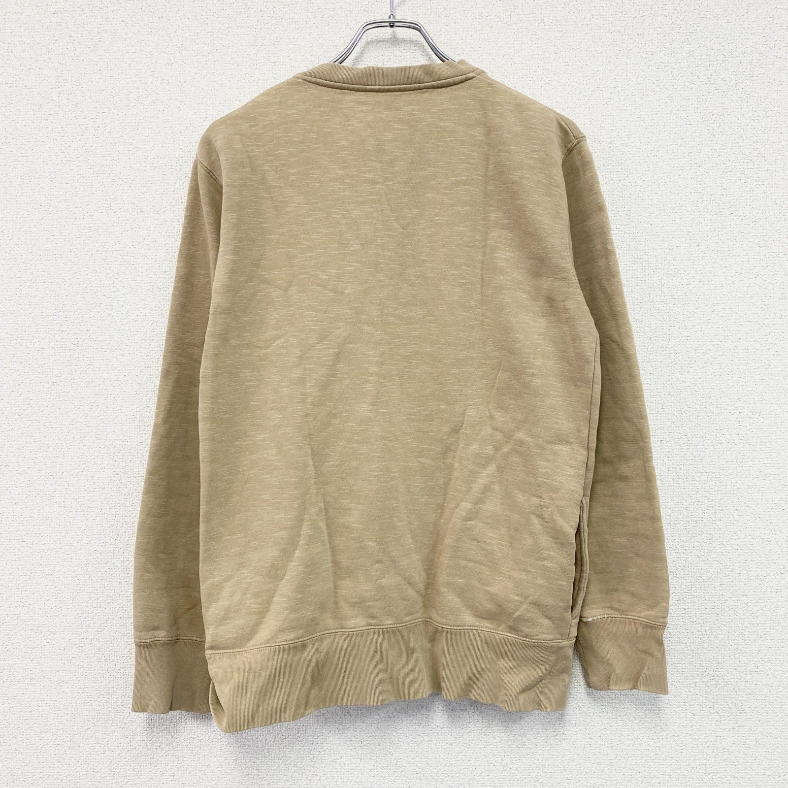 Good Wear　グッドウェア　フルジップスウェット/トレーナー　ノーカラー　ボーダー柄　ベージュ　Mサイズ