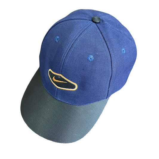 90s　NIKE　ナイキ　6パネルキャップ　ベースボールキャップ　スウッシュ　青　ブルー　ONE SIZE