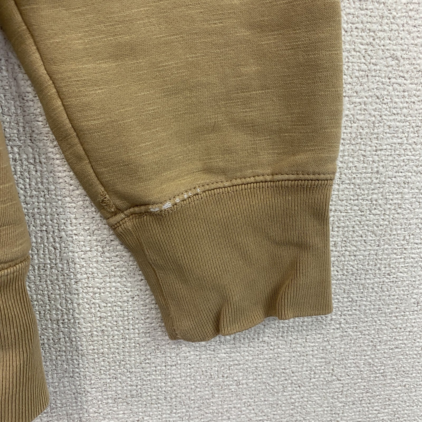 Good Wear　グッドウェア　フルジップスウェット/トレーナー　ノーカラー　ボーダー柄　ベージュ　Mサイズ
