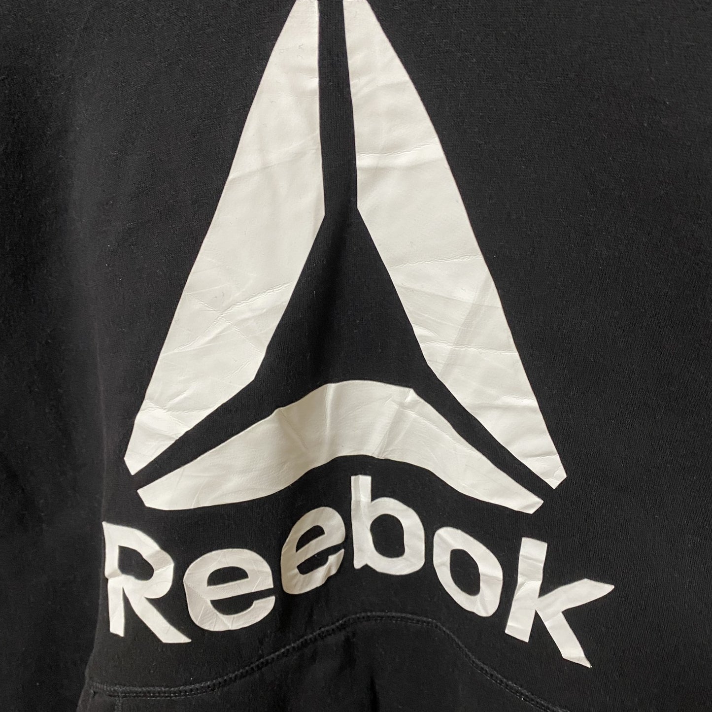 古着 used Reebok リーボック 長袖ロゴプリントパーカー　フーディー　オーバーサイズ　ブラック　黒　2XLサイズ