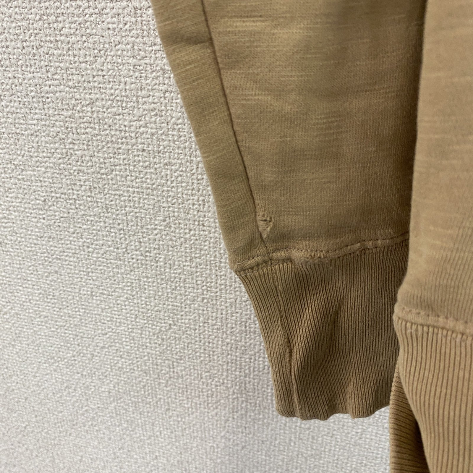 Good Wear　グッドウェア　フルジップスウェット/トレーナー　ノーカラー　ボーダー柄　ベージュ　Mサイズ