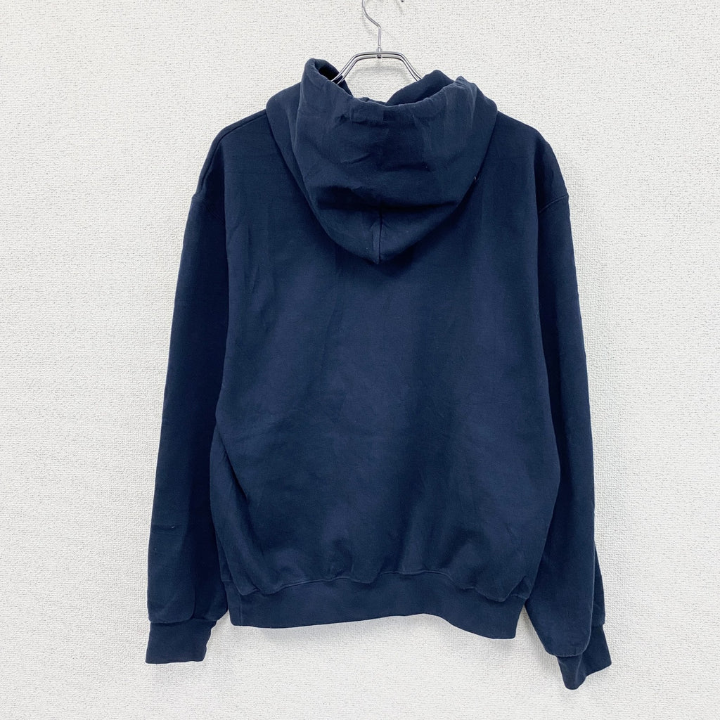 00s　champion　チャンピオン　スウェットパーカー/フーディー　アーチプリント　刺繍ロゴ　ワッペン　紺　ネイビー　Lサイズ　古着