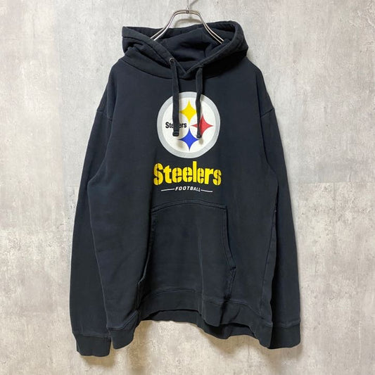 古着 used　NFL　Pittsburgh Steelers　長袖オフィシャルプリントパーカー　黒　ブラック　アメフト　スポーツ