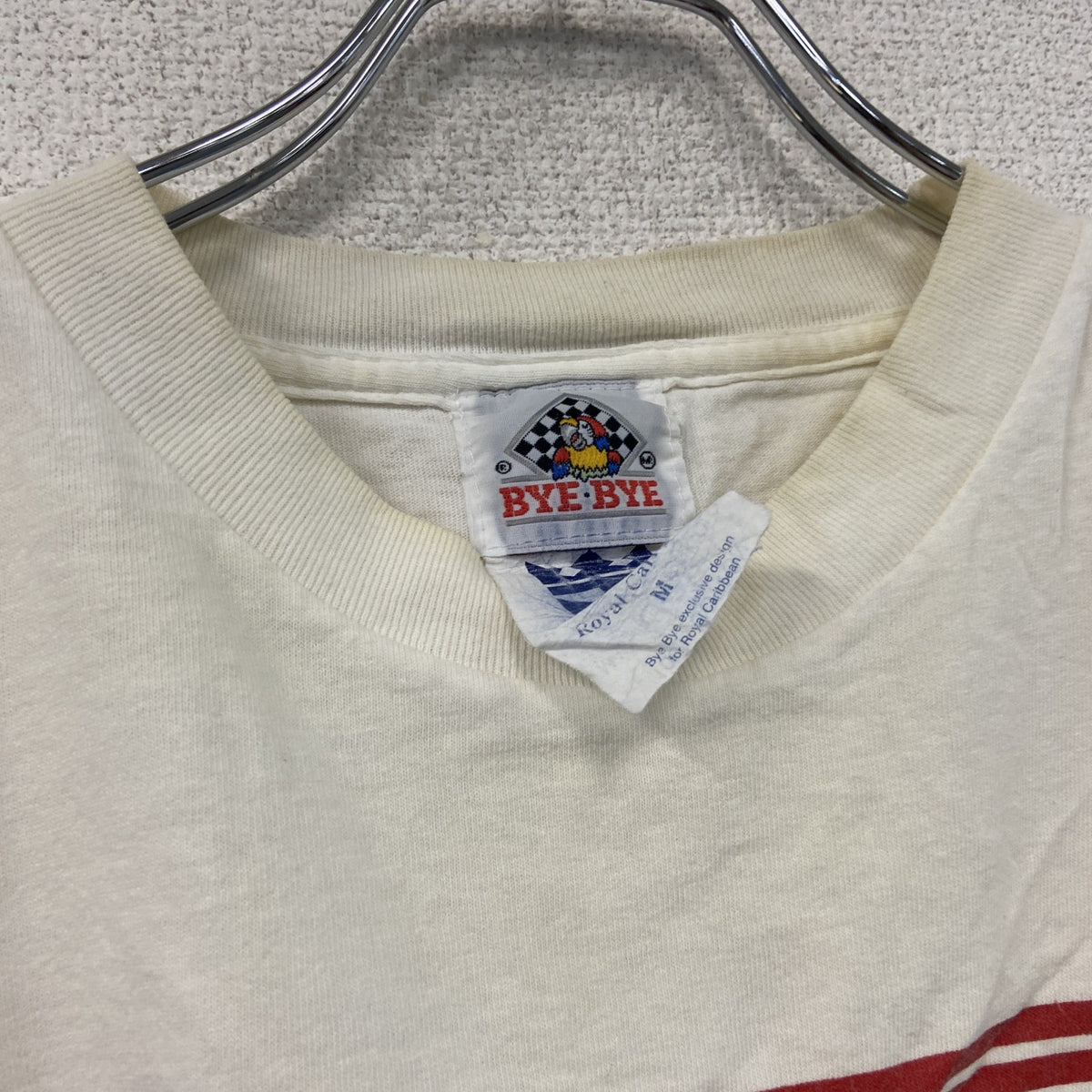 BYE BYE　半袖プリントTシャツ　白　ホワイト　Mサイズ カットソー メンズ コットン 古着