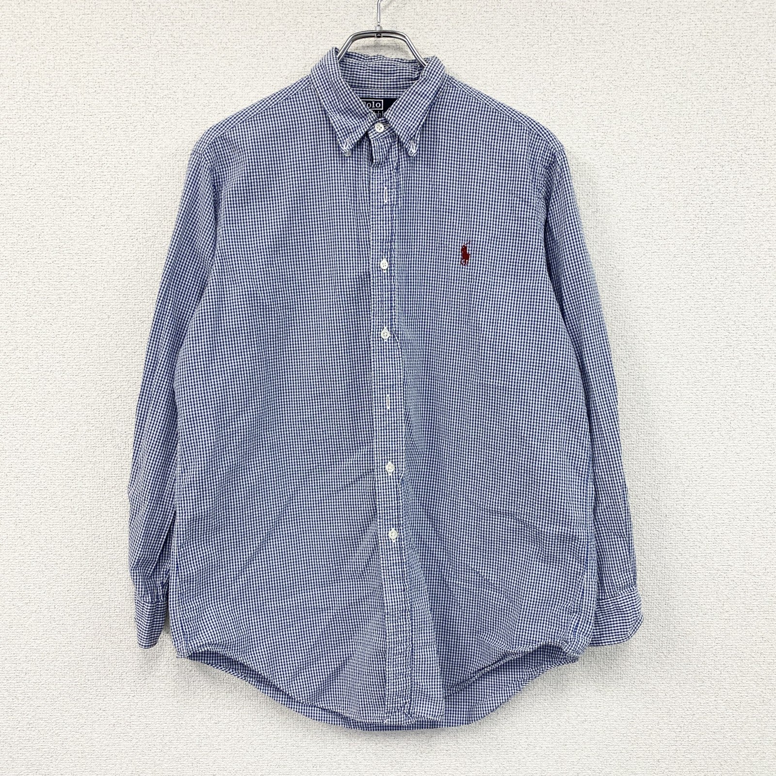 Polo by Ralph Lauren　ポロバイラルフローレン　長袖ボタンダウンシャツ　ギンガムチェック　青　ブルー　Lサイズ メンズ 古着