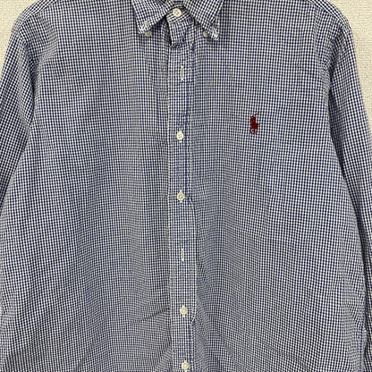 Polo by Ralph Lauren　ポロバイラルフローレン　長袖ボタンダウンシャツ　ギンガムチェック　青　Lサイズ