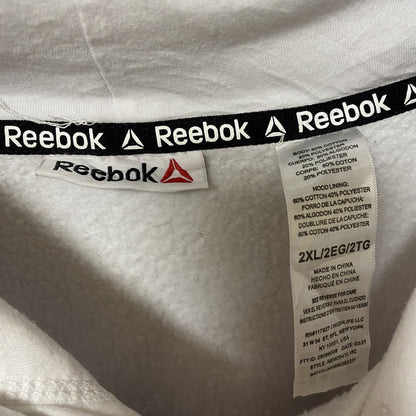 古着 used Reebok リーボック　長袖ロゴプリントパーカー　フーディー　オーバーサイズ　白　ホワイト　2XLサイズ