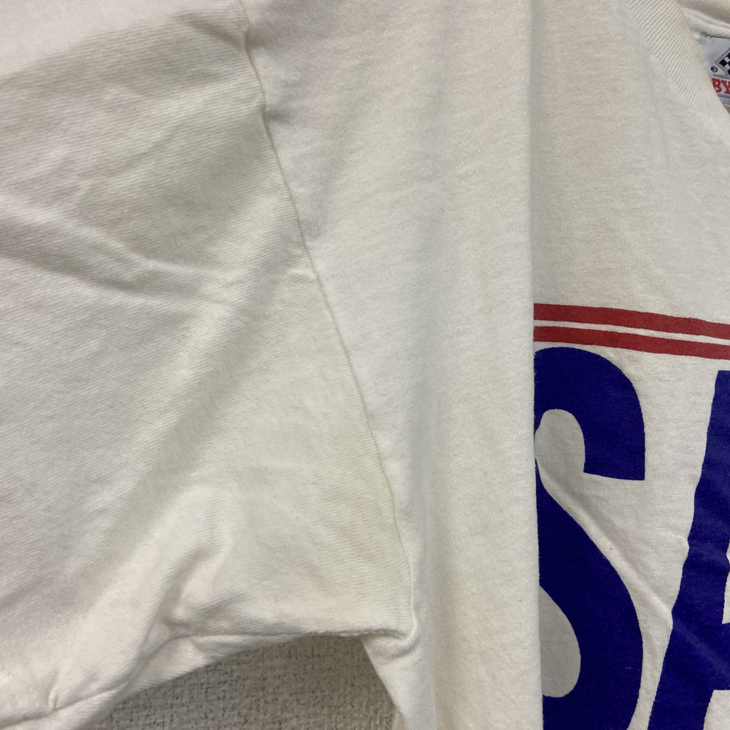 BYE BYE　半袖プリントTシャツ　白　ホワイト　Mサイズ カットソー メンズ コットン 古着