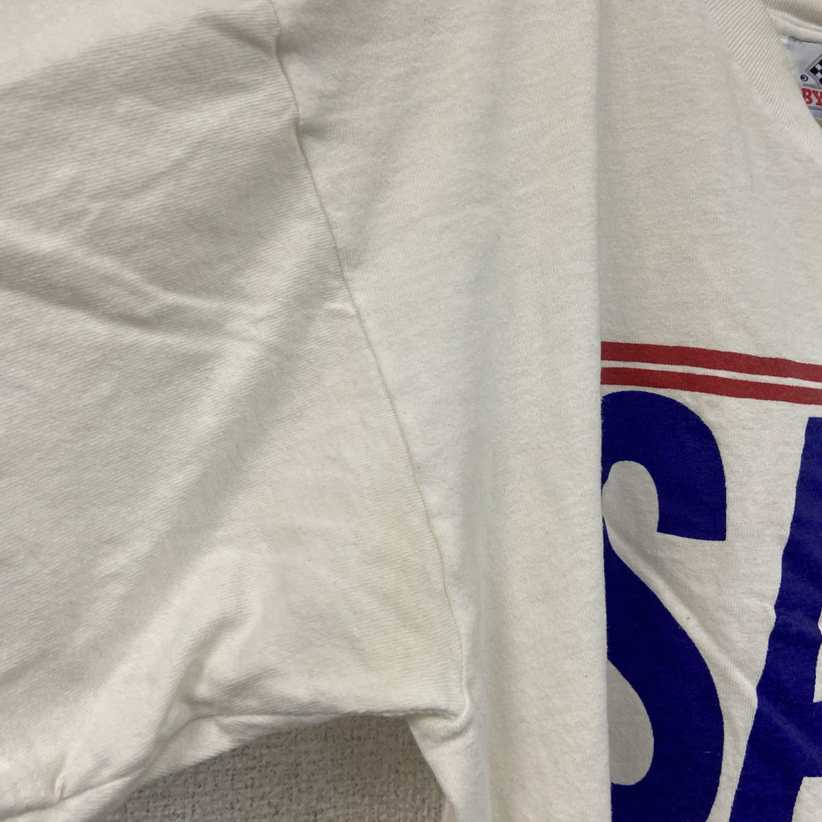 BYE BYE　半袖プリントTシャツ　白　ホワイト　Mサイズ カットソー メンズ コットン 古着