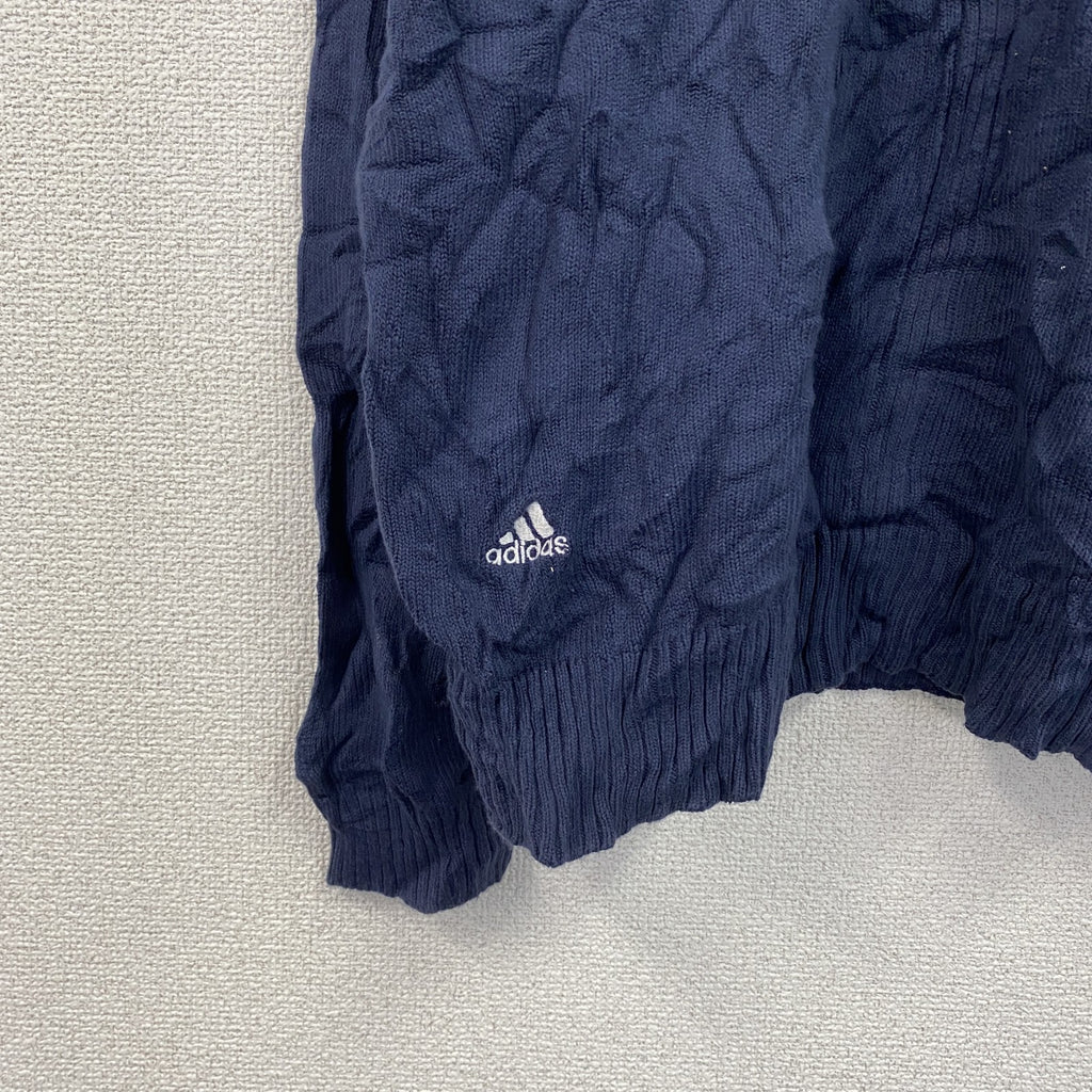 00s　adidas　アディダス　ハーフジップコットンニットセーター　ヴィンテージ　紺　ネイビー　XLサイズ　古着