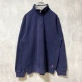 IZOD　アイゾッド　ハーフジップスウェット/トレーナー　ワンポイント　刺繍ロゴ　ビッグシルエット　紺　ネイビー　Mサイズ　古着