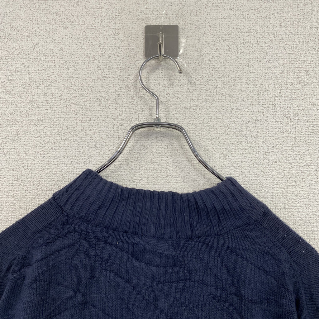 00s　adidas　アディダス　ハーフジップコットンニットセーター　ヴィンテージ　紺　ネイビー　XLサイズ　古着