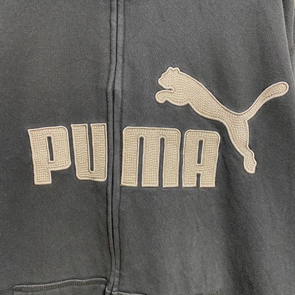 古着 used　puma　プーマ　長袖フルジップスウェット　ロゴトレーナー　ブラック　ハイネック　オーバーサイズ　XLサイズ