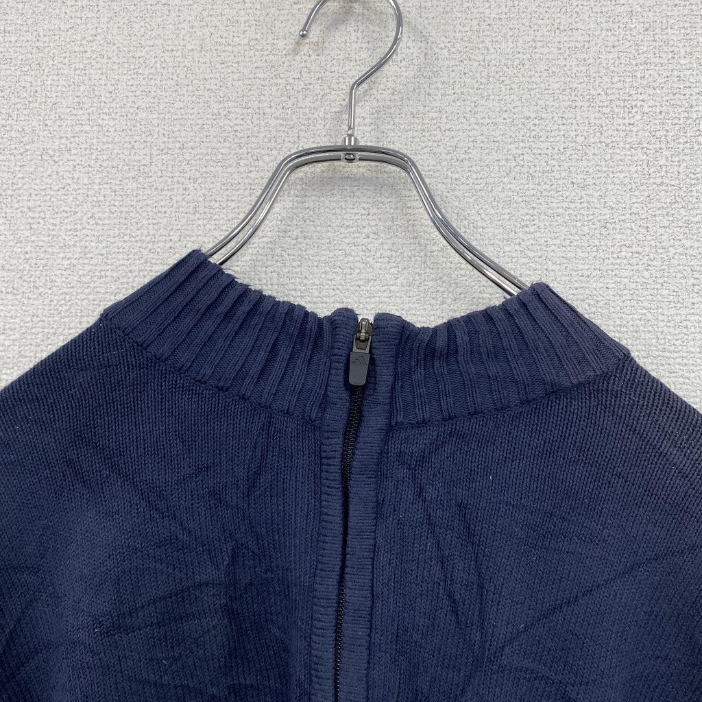 00s　adidas　アディダス　ハーフジップコットンニットセーター　ヴィンテージ　紺　ネイビー　XLサイズ　古着