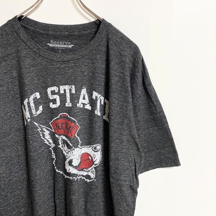 古着 used　Reserve　半袖カレッジプリントTシャツ　NC STATE　ノースカロライナ州立大学　グレー　Lサイズ