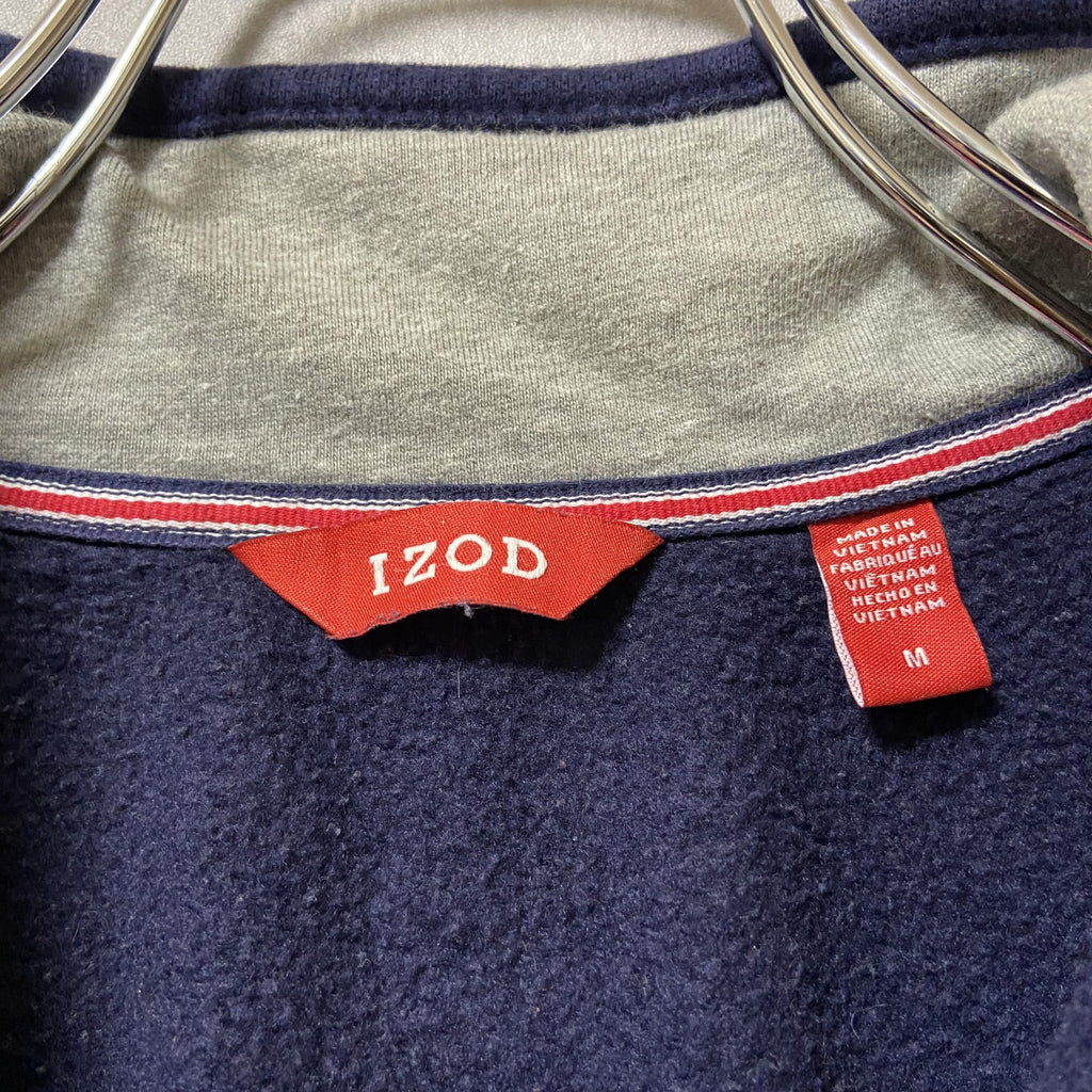 IZOD　アイゾッド　ハーフジップスウェット/トレーナー　ワンポイント　刺繍ロゴ　ビッグシルエット　紺　ネイビー　Mサイズ　古着